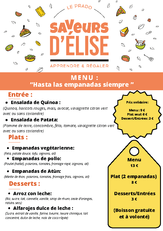 Menu food truck avril 2026
